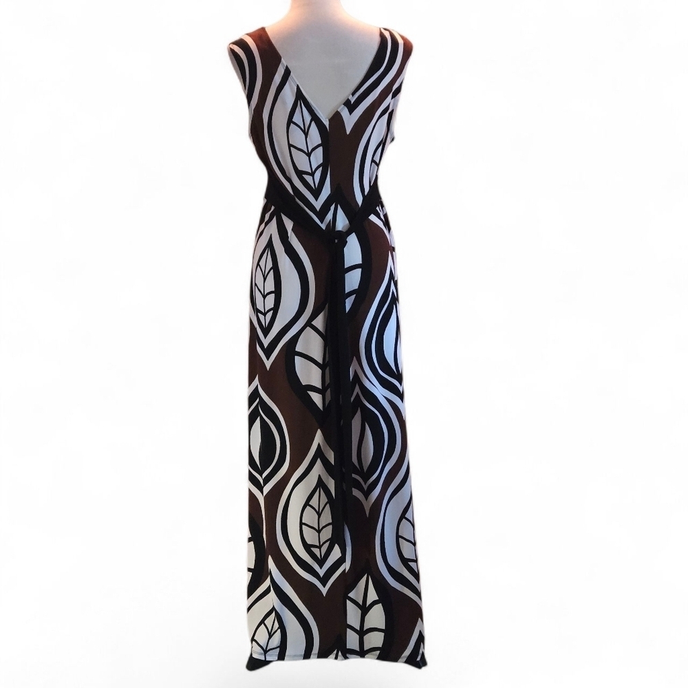 Y2K Bisou Bisou Sleeveless Maxi Dress Women 14W Black Brown White Down-Town Girl - Picture 6 of 15